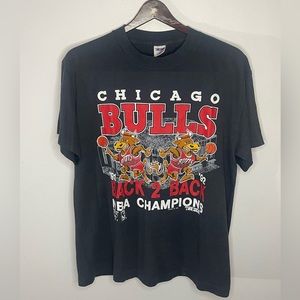 1992 Chicago Bulls Back 2 Back NBA Champions Shirt L Vintage Trench SingleStitch